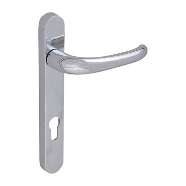 YALE SHORT BACKPLATE DOOR HANDLE CHR 220MM
