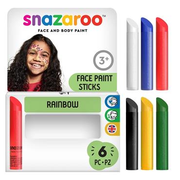 Snaz Unisex Rainbow 6 Face Paint Sticks