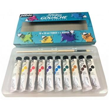 Pebeo Studio Gouache Set 10x20ml Tubes + Brush