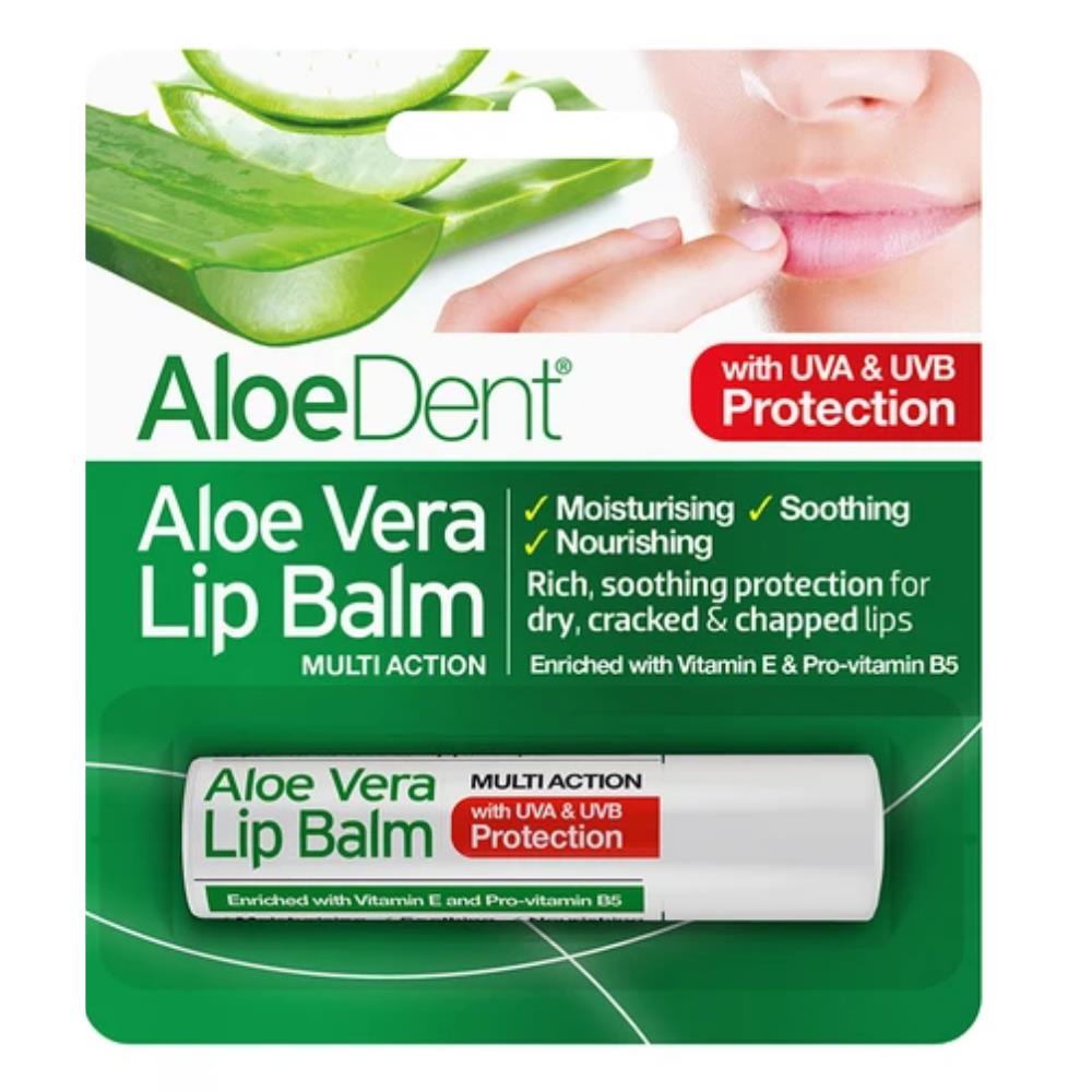Optima Aloe Vera lip balm with Tea Tree & Lysine 4g Nourish.ie