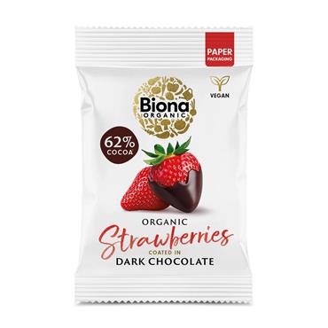 Biona Organic Dark Chocolate Coated Strawberries 45g