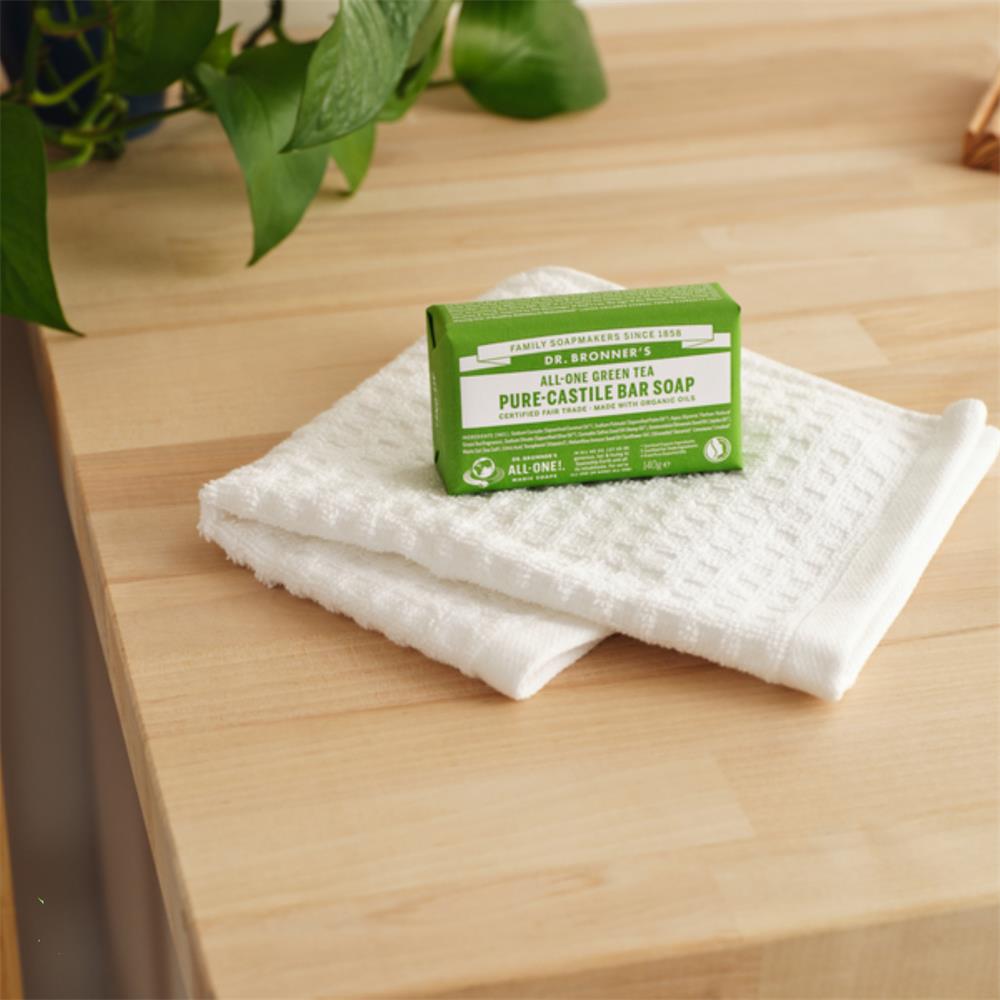 Dr Bronner's Hemp Green Tea PureCastile Soap Bar 140g Nourish.ie