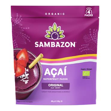 Sambazon Original Blend Frozen Acai Superfruit 4x100g Packs 