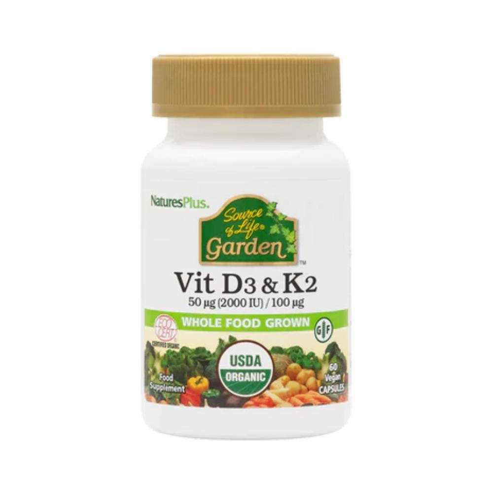 Nature's Plus Source of Life Garden Vitamin D3 50ug & K2 100ug 60s Nourish.ie Nourish Health
