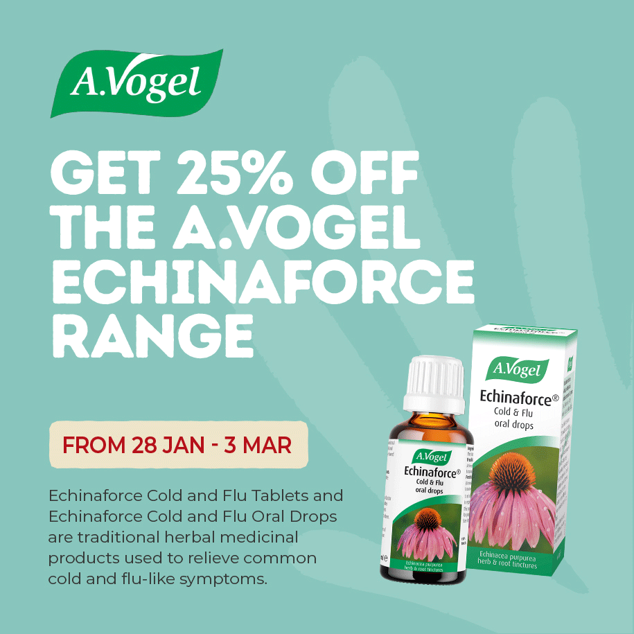 Get 25% off A.Vogel echinaforce range from 28 Jan to 3 March.