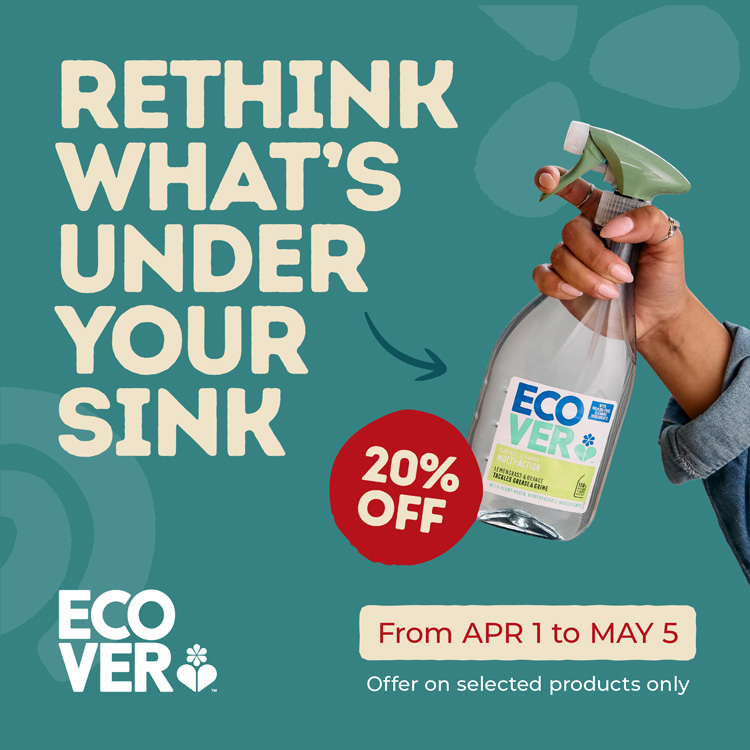 Rethink what's under your sink. 20% Off select Ecover lines.