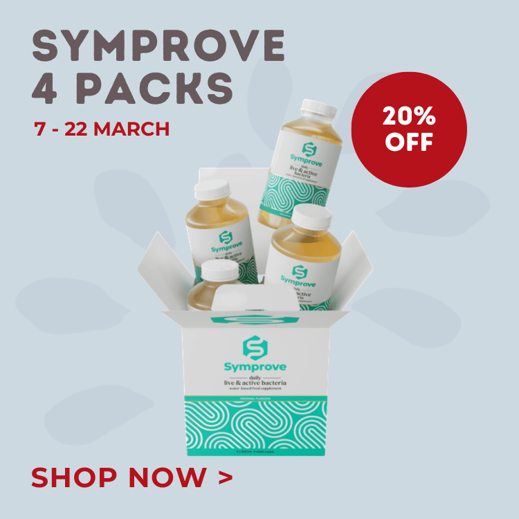 Symprove 4 packs 20% off from 7 - 22 March. Shop now.