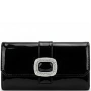 REDZ WOMENS CLUTCH HANDBAG - BLACK PATENT
