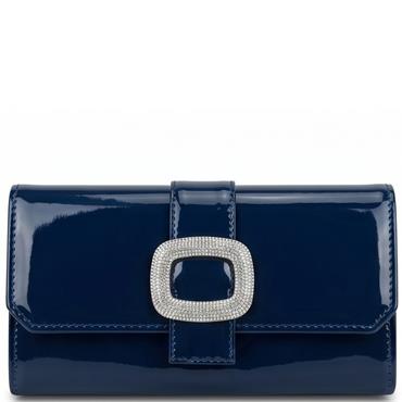 REDZ WOMENS CLUTCH HANDBAG - NAVY PATENT