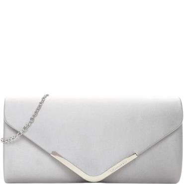 TAMARIS WOMENS CLUTCH HANDBAG - SILVER SATIN