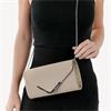 TAMARIS WOMENS CLUTCH HANDBAG - LIGHT TAUPE SATIN