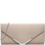 TAMARIS WOMENS CLUTCH HANDBAG - LIGHT TAUPE SATIN