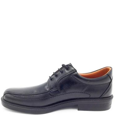 LUISETTI MENS LEATHER STITCH LACE SHOE - BLACK