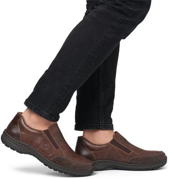 RIEKER MENS WIDE FIT CASUAL SLIP ON SHOE - BROWN