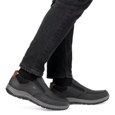 RIEKER MENS TEX CASUAL SLIP ON SHOE - BLACK