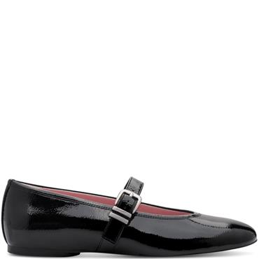 TAMARIS WOMENS FLAT STRAP SHOE - BLACK