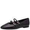 TAMARIS WOMENS STRAP BALLERINA SHOE - BLACK