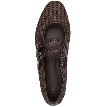 TAMARIS WOMENS FLAT STRAP SHOE - MOCCA