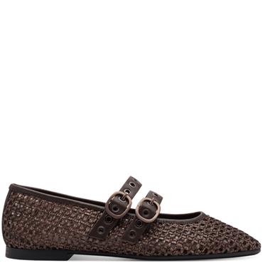 TAMARIS WOMENS FLAT STRAP SHOE - MOCCA