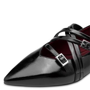 TAMARIS WOMENS FLAT STRAP SHOE - BLACK