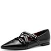 TAMARIS WOMENS FLAT STRAP SHOE - BLACK