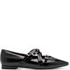 TAMARIS WOMENS FLAT STRAP SHOE - BLACK