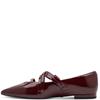 TAMARIS WOMENS FLAT STRAP SHOE - MERLOT PATENT