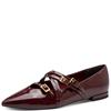 TAMARIS WOMENS FLAT STRAP SHOE - MERLOT PATENT