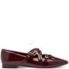 TAMARIS WOMENS FLAT STRAP SHOE - MERLOT PATENT