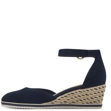 TAMARIS WOMENS WEDGE STRAP SANDAL - NAVY