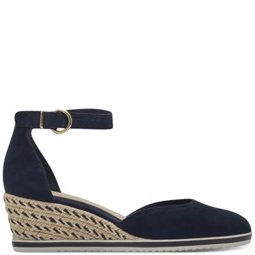 TAMARIS WOMENS WEDGE STRAP SANDAL - NAVY