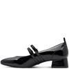 TAMARIS WOMENS LOW HEEL STRAP SHOE - BLACK PATENT