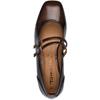 TAMARIS WOMENS LOW HEEL STRAP SHOE - BROWN PATENT