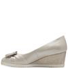 TAMARIS WOMENS WEDGE BOW COURT SHOE - CHAMPAGNE