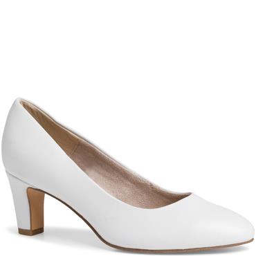 TAMARIS WOMENS MID HEEL COURT SHOE - WHITE