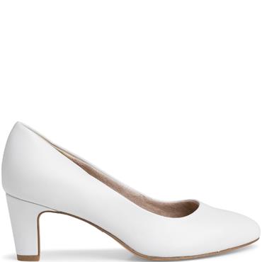 TAMARIS WOMENS MID HEEL COURT SHOE - WHITE