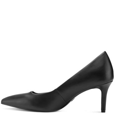 TAMARIS WOMENS MID HEEL COURT SHOE - BLACK