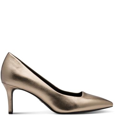 TAMARIS WOMENS MID HEEL COURT SHOE - BRONZE