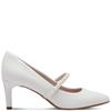 TAMARIS WOMENS MED HEEL STRAP COURT SHOE - WHITE