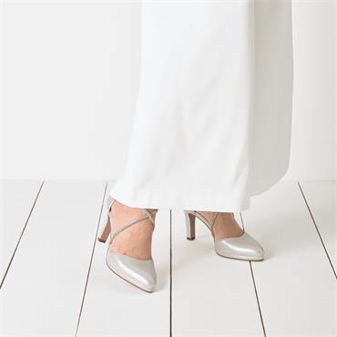 TAMARIS WOMENS MED HEEL STRAP SANDAL - PEARL