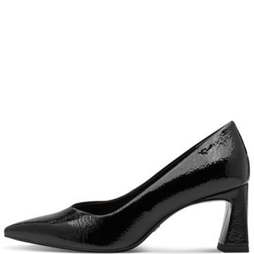 TAMARIS WOMENS MID HEEL COURT SHOE - BLACK