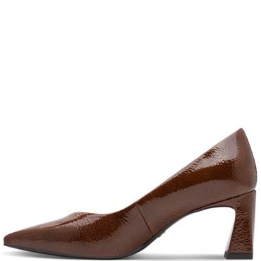 TAMARIS WOMENS MID HEEL COURT SHOE - COGNAC