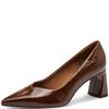 TAMARIS WOMENS MID HEEL COURT SHOE - COGNAC