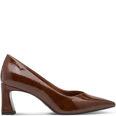 TAMARIS WOMENS MID HEEL COURT SHOE - COGNAC