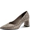 TAMARIS WOMENS MID HEEL COURT SHOE - BEIGE SNAKE