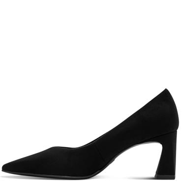 TAMARIS WOMENS MID HEEL COURT SHOE - BLACK