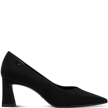 TAMARIS WOMENS MID HEEL COURT SHOE - BLACK
