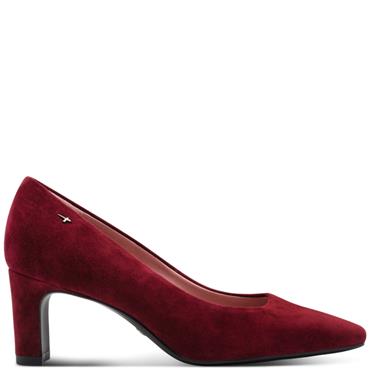 TAMARIS WOMENS MID HEEL COURT SHOE - MERLOT