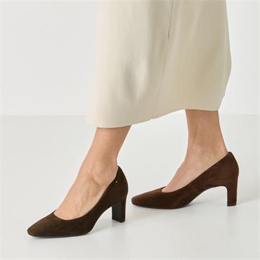 TAMARIS WOMENS MID HEEL COURT SHOE - MOCCA