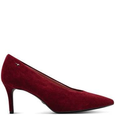 TAMARIS WOMENS MID HEEL COURT SHOE - MERLOT